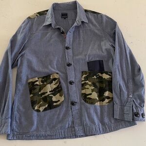 Goodale Men's Long Sleeve Shirt Chambray with Camo Patch  Detail Size Large